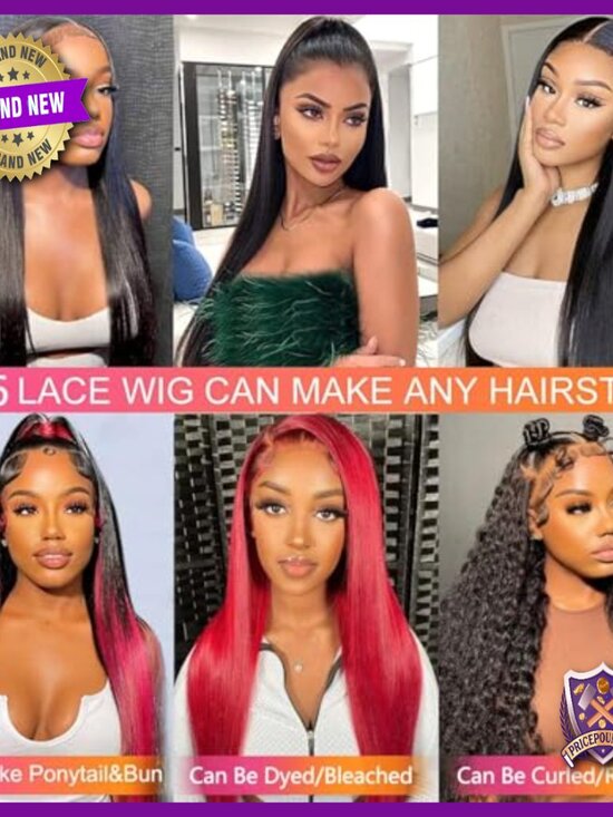 13x6 Straight Lace Front Wig Human Hair 200 Density Glueless Pre Plucked